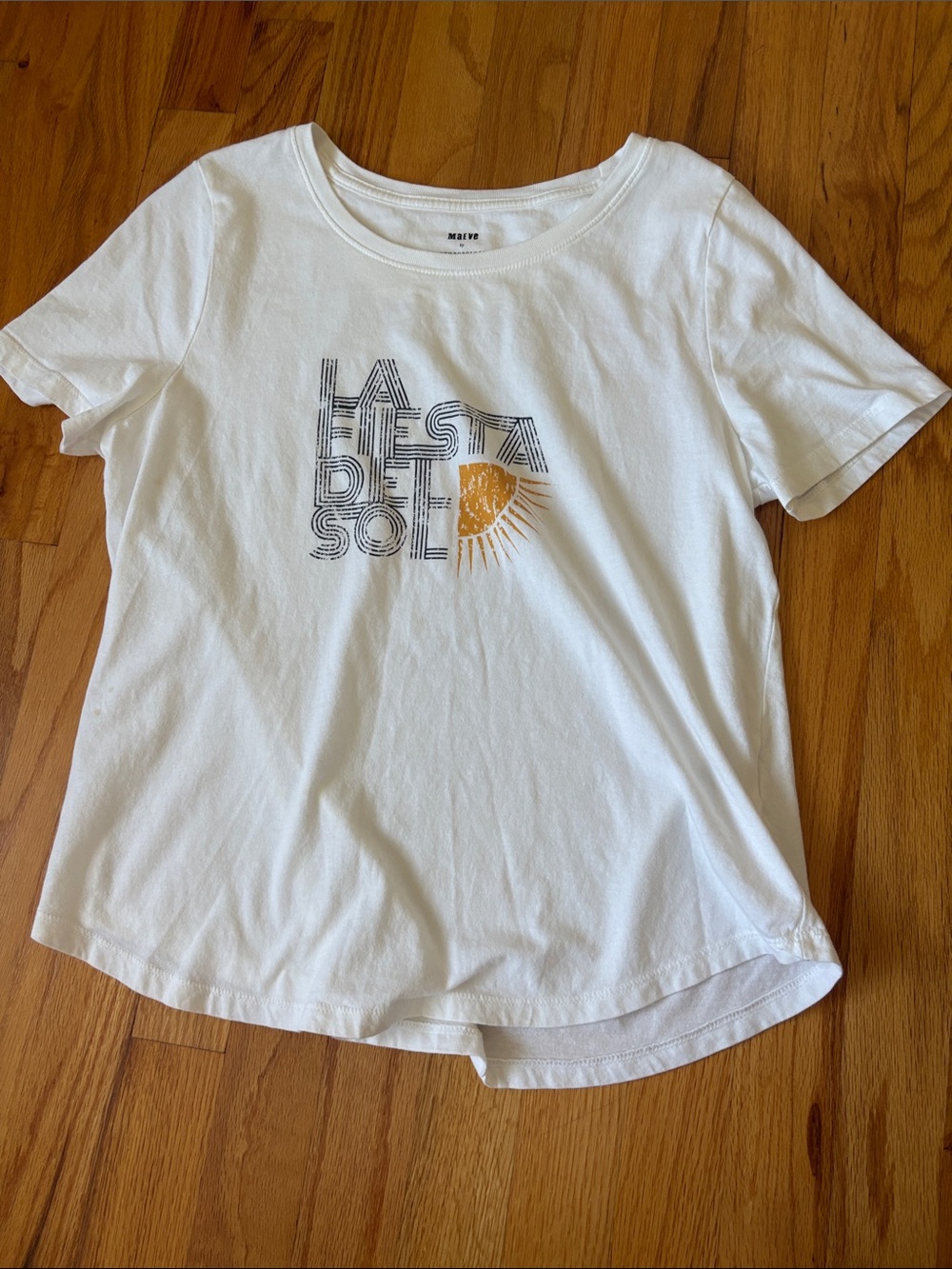 Anthropologie White Maeve Logo Tee with Black Print